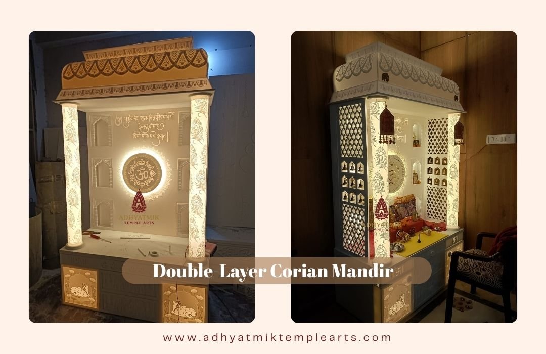 Double-Layer Corian Mandir– www.adhyatmiktemplearts.com
