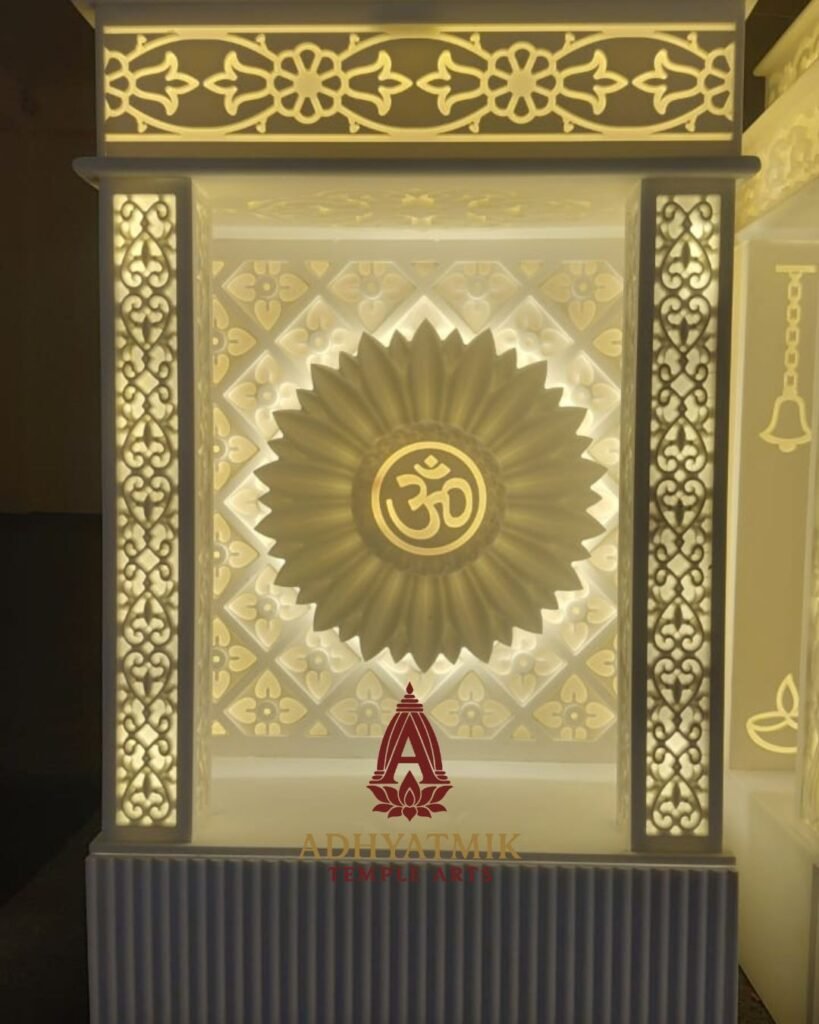 Latest OM Layer Corian mandir with Light img1- adhyatmiktemplearts.com