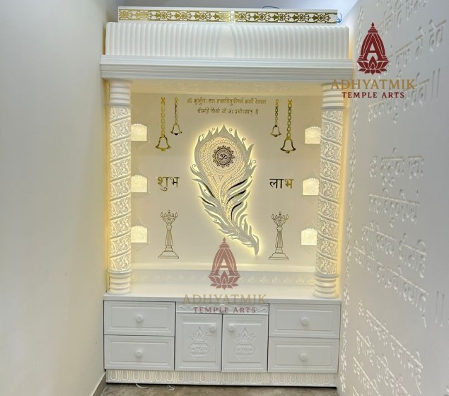 All Time Best Mor Pankh Corian Mandir Design- Adhyatmik Temple Arts