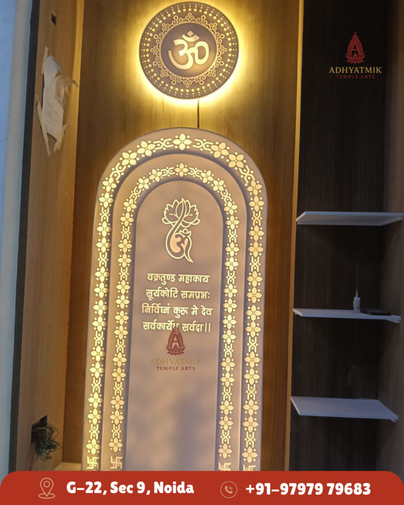 Corian Marble Mandir or Wall Panel img1 - Adhyatmik Temple Arts