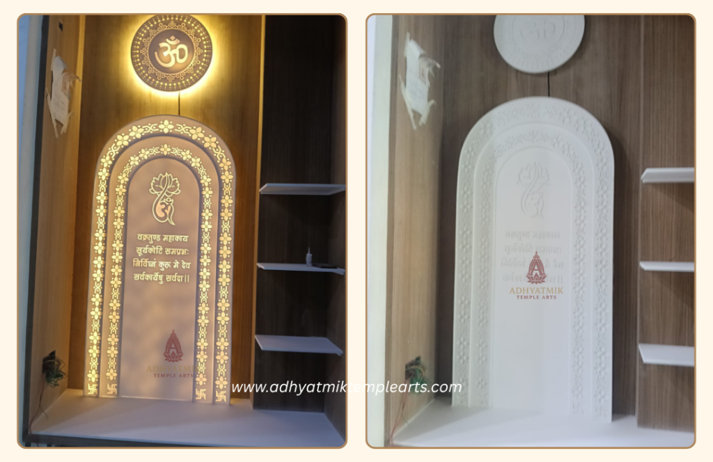 Customize Corian wall mandir 1- www.adhyatmiktemplearts.com