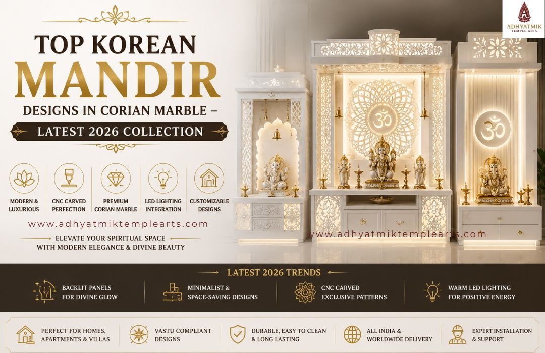 Top Korean Mandir Designs in Corian Marble – Latest 2026 Collection