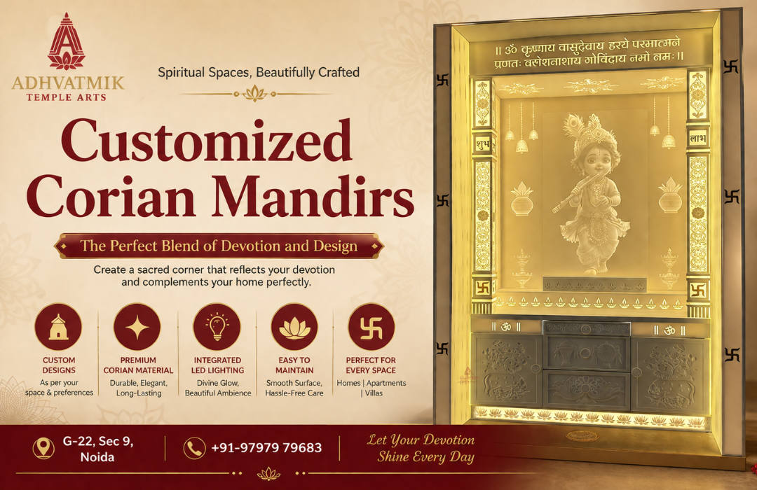 Complete Guide to Customized Corian Mandirs for Homes, Villas, and Apartments