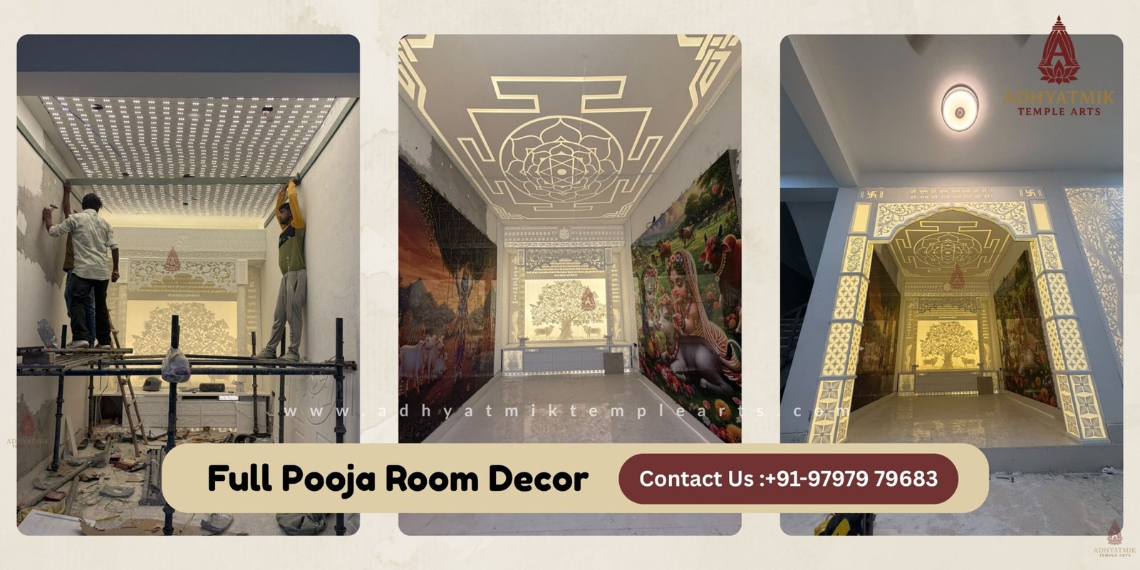 Full Pooja Room Decor- Adhyatmik Temple Arts