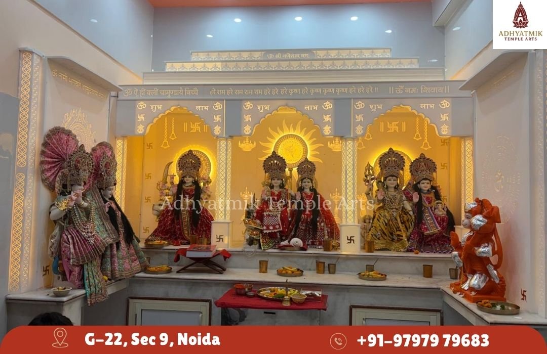 Full room corian custom mandir Decor 3- adhyatmik temple arts