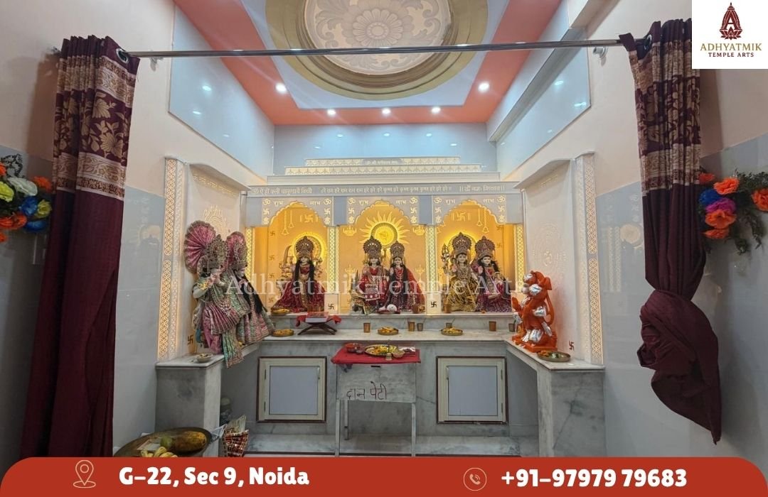 Full room corian custom mandir Decor 5- adhyatmik temple arts